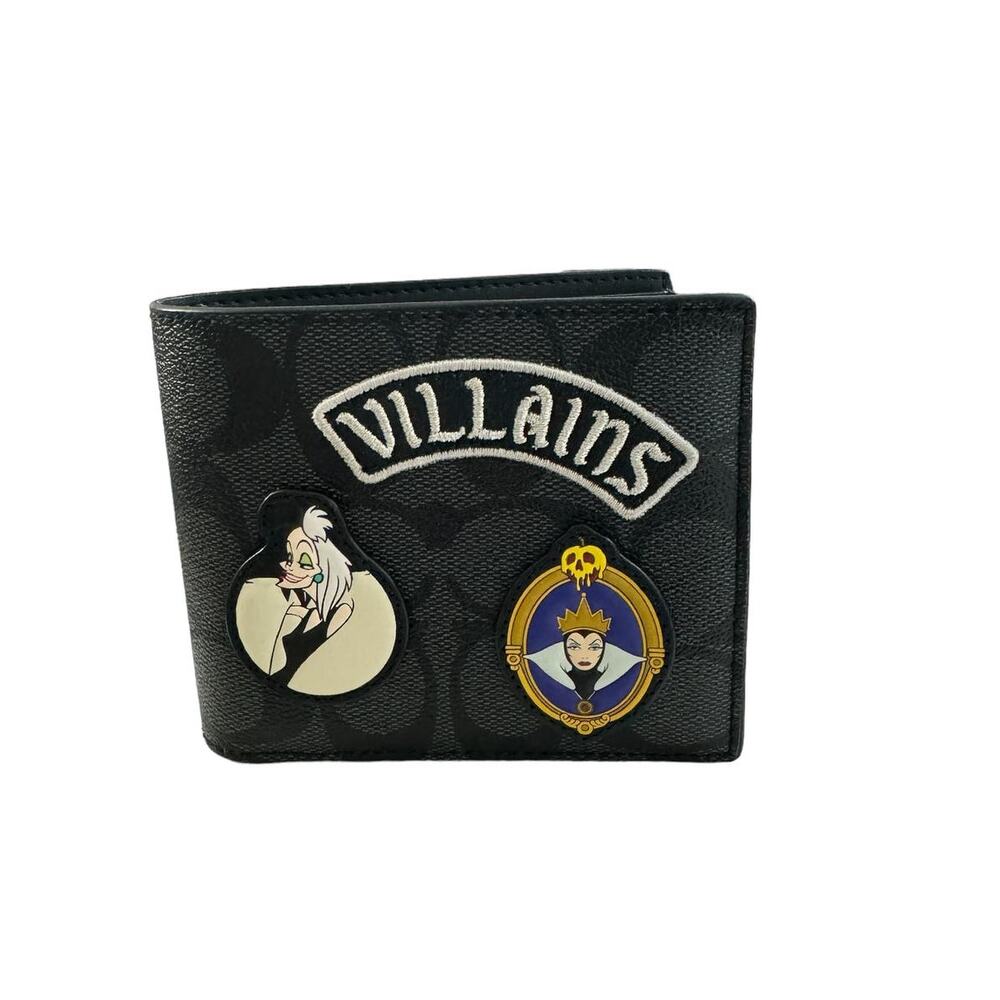 Disney X Coach Villians  Wallet In Signature Canvas With Patches new